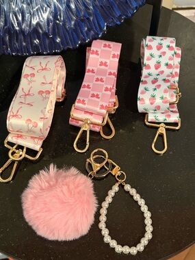 Purse Accessories “Pretty in Pink” 5pc Bundle- Bag Straps & Bag Charms
